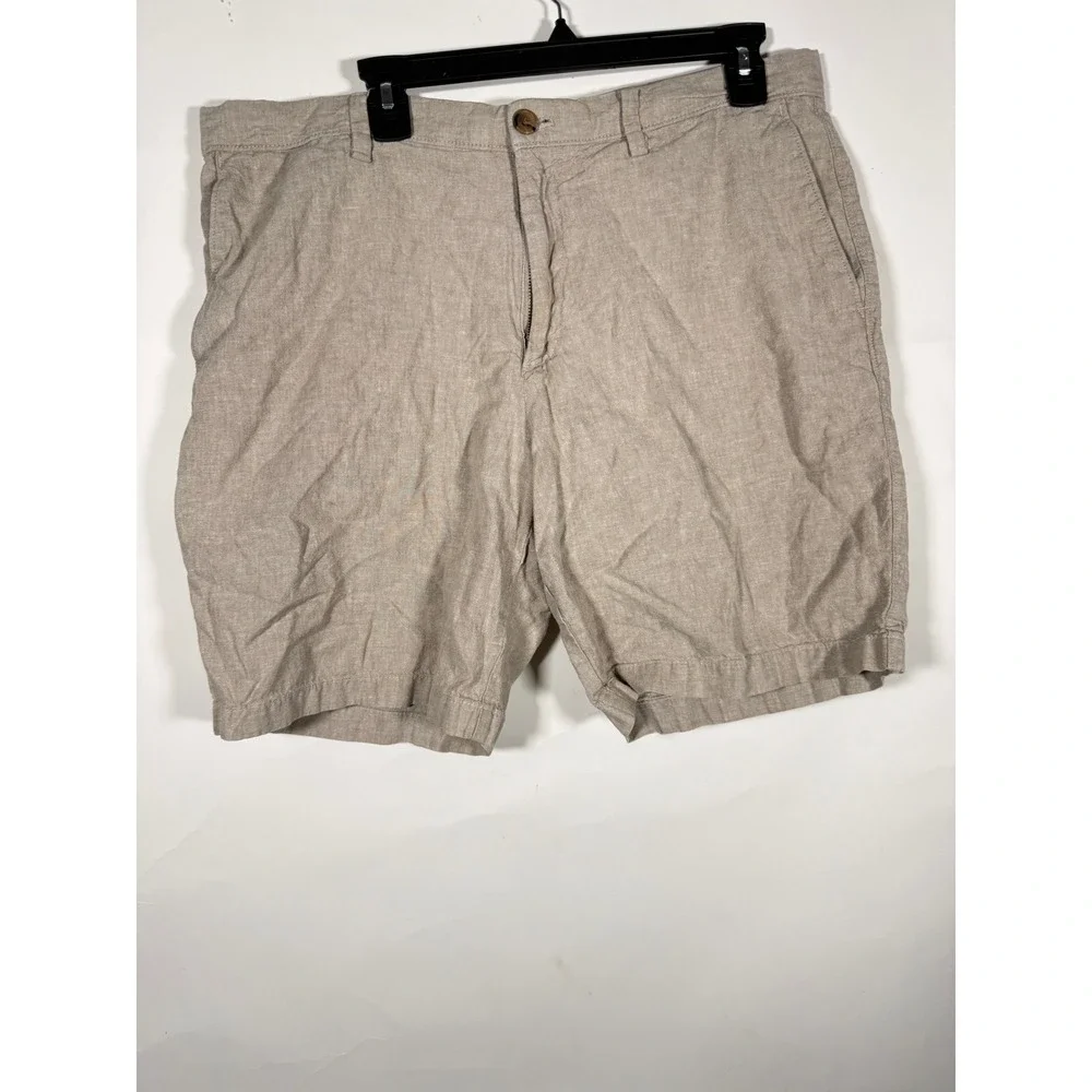 Banana Republic Aiden Short Mens 36 Tan Linen Cotton Blend Casual Khaki